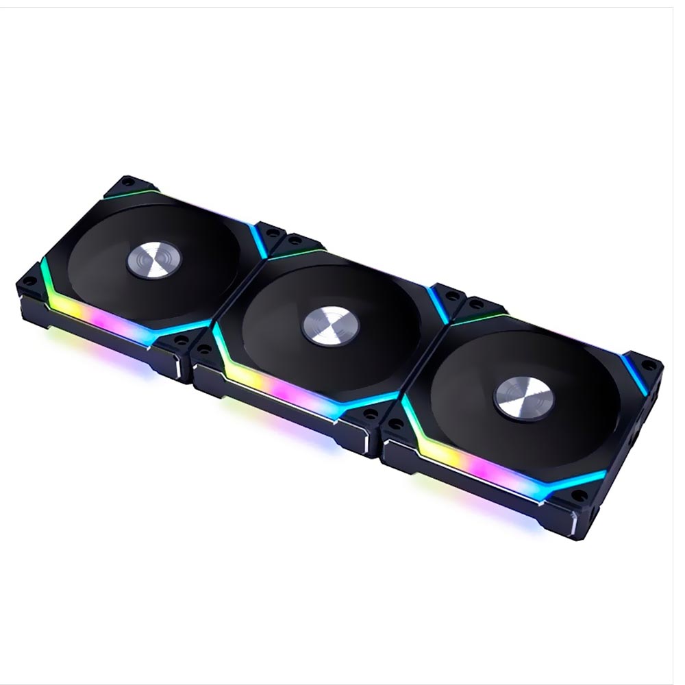 Cooler para Gabinete Lian Li UF-SL120V2-3B 12X12 LED RGB Preto - Kit com 3