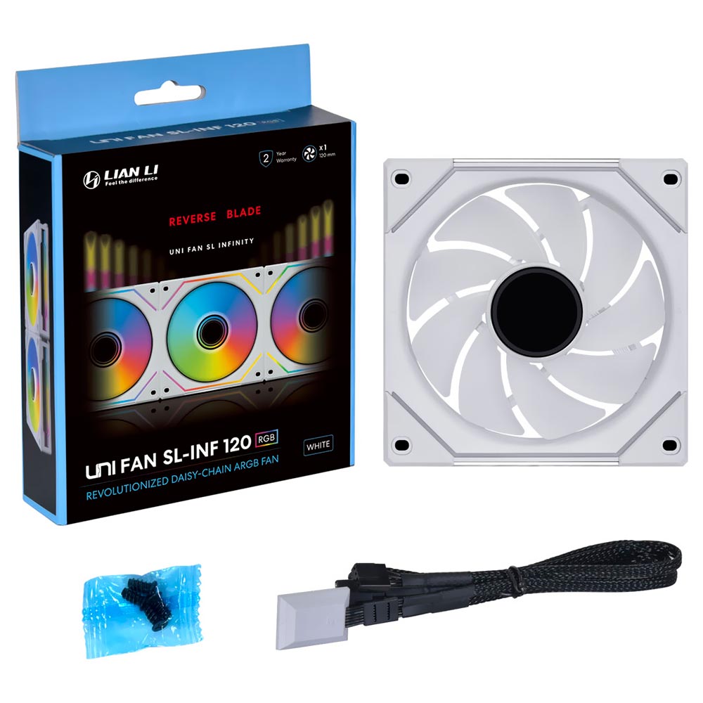 Cooler para Gabinete Lian Li Uni Fan SL-INF 120 Reverse Blade 12X12 LED RGB - Branco (UF-RSLIN120-1W)