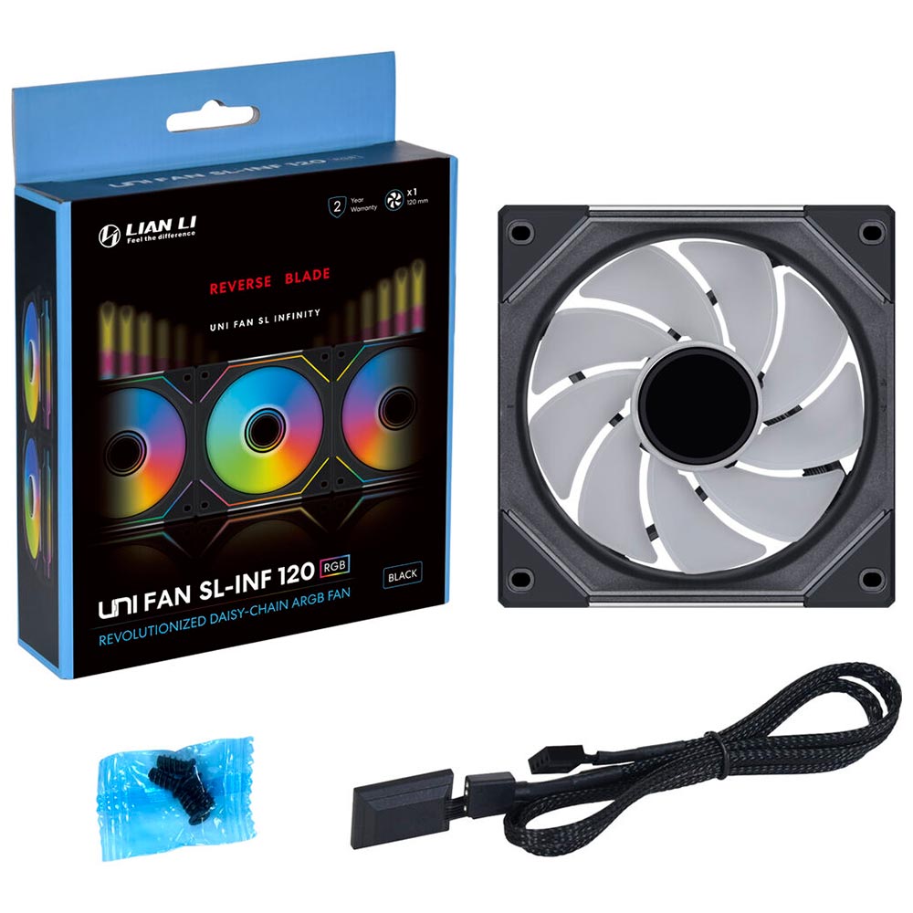 Cooler para Gabinete Lian Li Uni Fan SL-INF 120 Reverse Blade 12X12 LED RGB - Preto (UF-RSLIN120-1B)