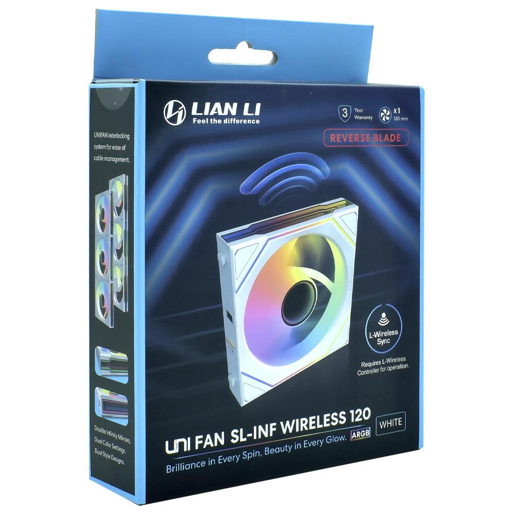 Cooler para Gabinete Lian Li Uni Fan SL-INF Wireless 120 Reverse Blade 12X12 ARGB - Branco (12RSLIN1W1W)