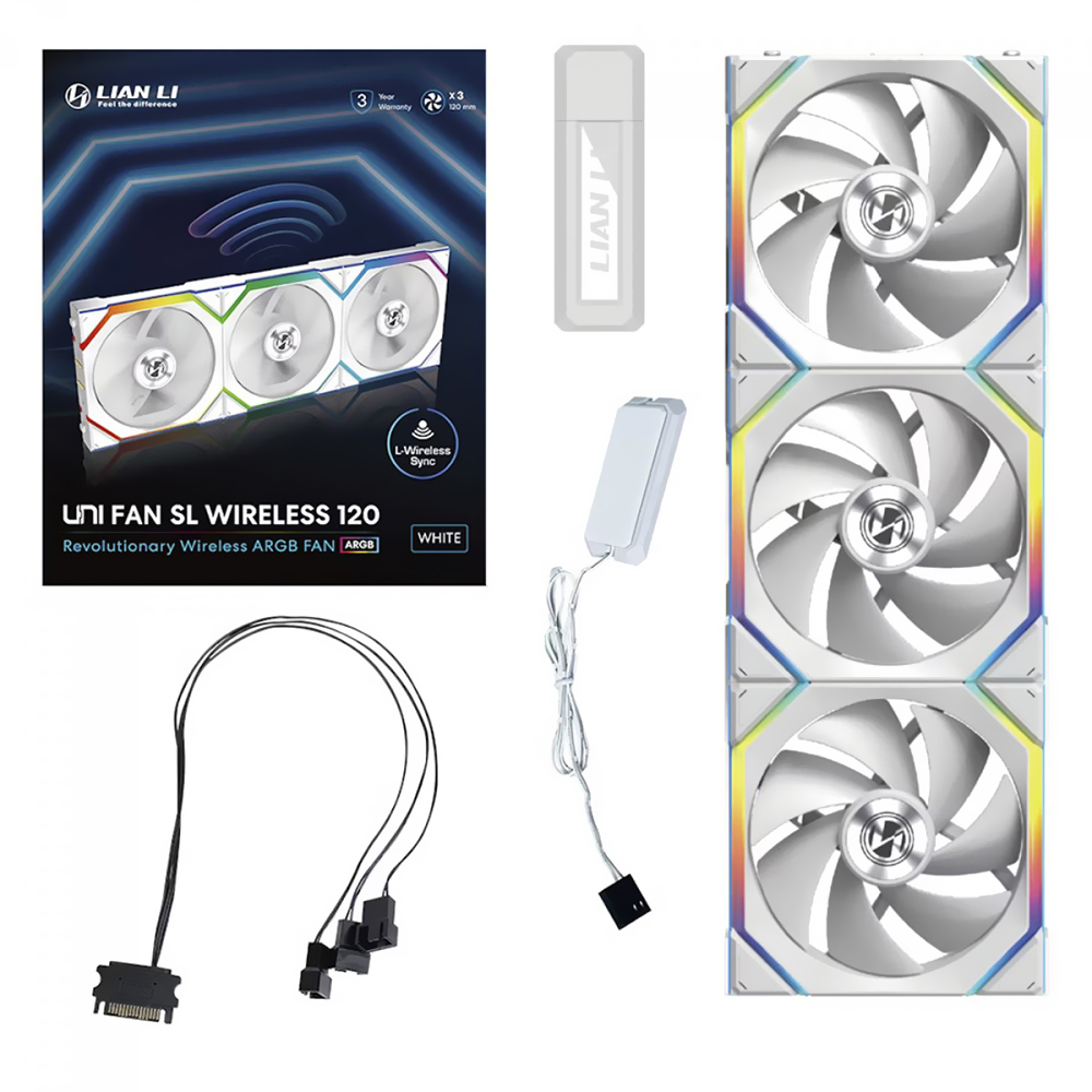 Cooler para Gabinete Lian Li Uni Fan SL Wireless 120 12X12 ARGB Branco - Kit com 3 (12SL1W3W)