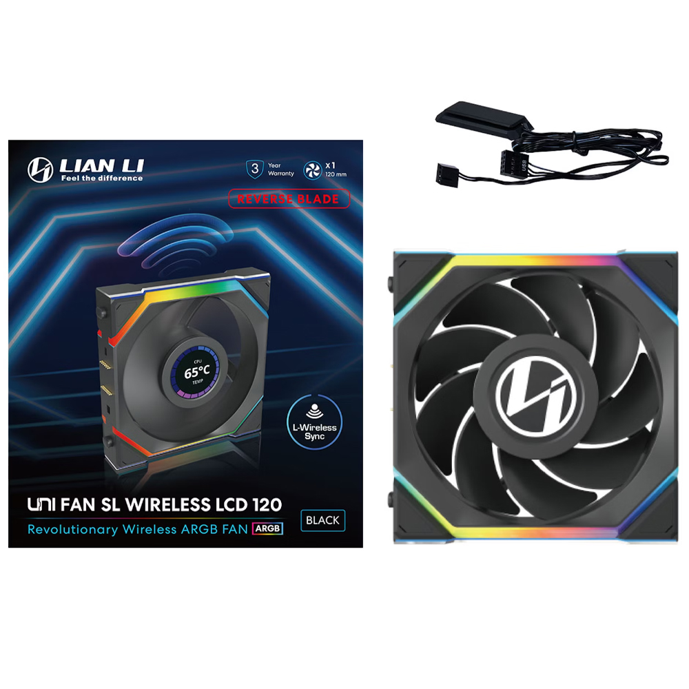 Cooler para Gabinete Lian Li Uni Fan SL Wireless 120 Reverse Blade 12X12 LED RGB - Preto (12RSL1W1B)