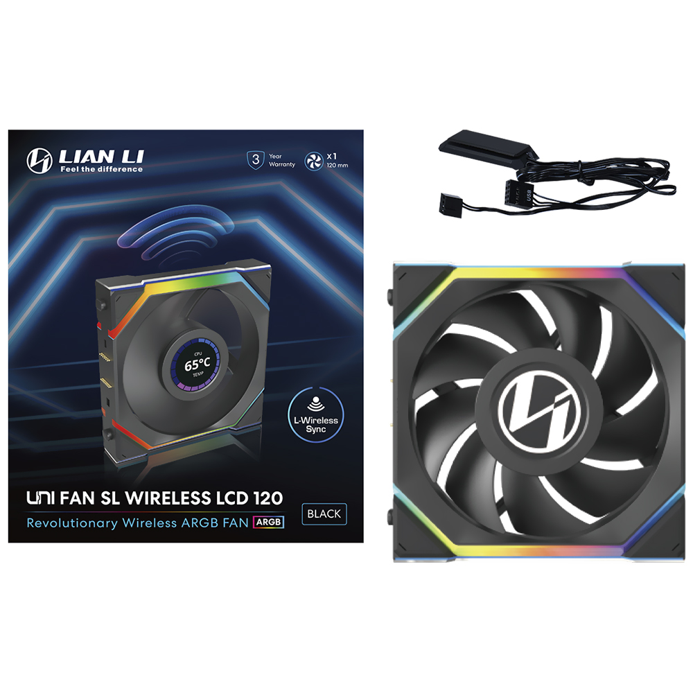 Cooler para Gabinete Lian Li Uni Fan SL Wireless LCD 120 12X12 LED ARGB - Preto (12SLLCD1W1B)