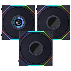 Cooler para Gabinete Lian Li Uni Fan SL Wireless LCD 120 12X12 LED ARGB Preto - Kit com 3 (12SLLCD1W3B)