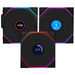 Cooler para Gabinete Lian Li Uni Fan TL Wireless 120 LCD 12X12 LED ARGB Preto - Kit com 3 (12TLLCD1W3B)