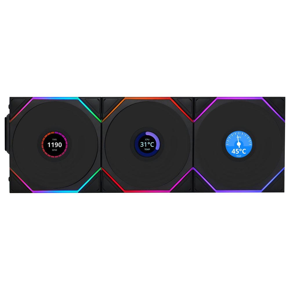 Cooler para Gabinete Lian Li Uni Fan TL Wireless 120 LCD 12X12 LED ARGB Preto - Kit com 3 (12TLLCD1W3B)