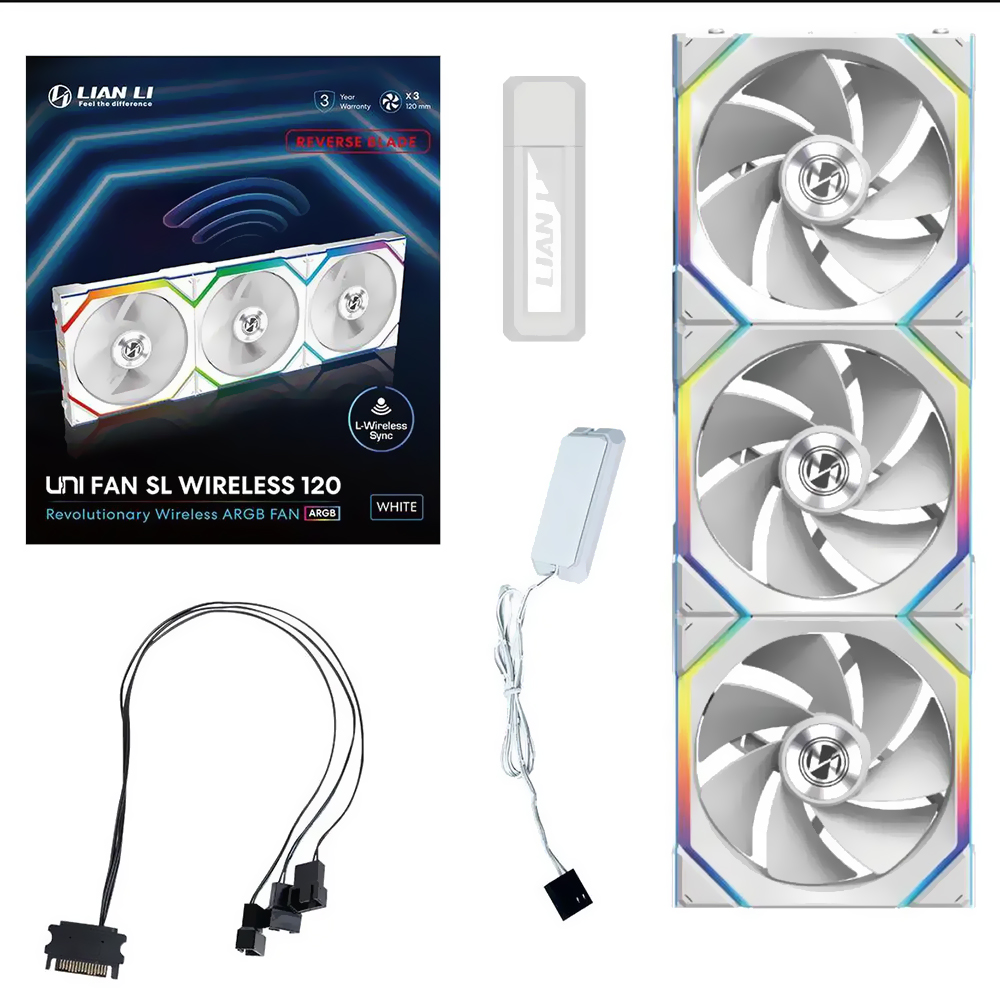 Cooler para Gabinete Lian Li Uni Fan TL Wireless 120 Reverse Blade 12X12 ARGB Branco - Kit com 3 (12RTL1W3W)