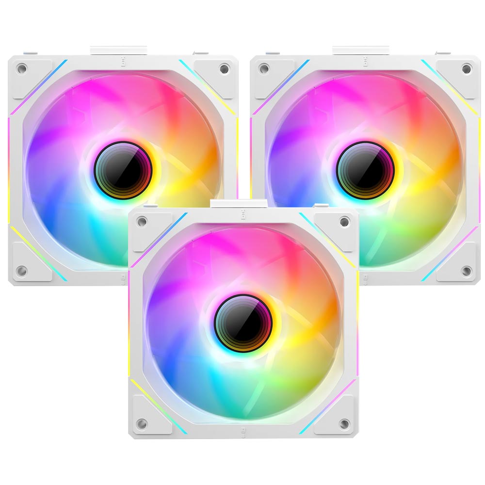 Cooler para Gabinete Teucer JM-1 12X12 LED ARGB Branco - Kit com 3 (493245)