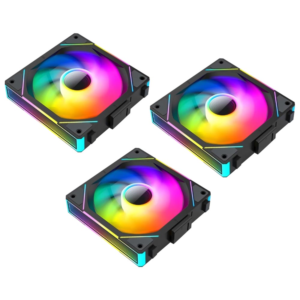 Cooler para Gabinete Teucer JM-1 12X12 LED ARGB Preto - Kit com 3 (493221)