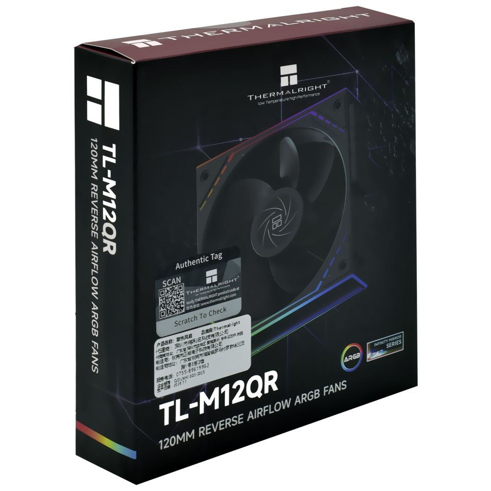 Cooler para Gabinete Thermalright TL-M12QR Reverse AirFlow ARGB 120MM - Preto