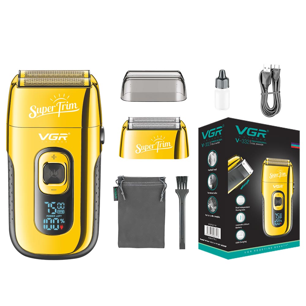 Barbeador Profesional VGR V-332 Recarregavel - Amarelo