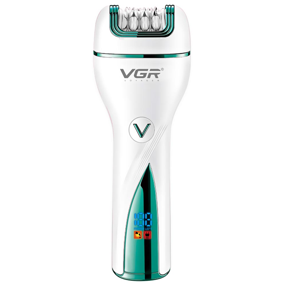 Depilador Elétrico Profesional VGR V-728 Recarregável - Branco / Verde