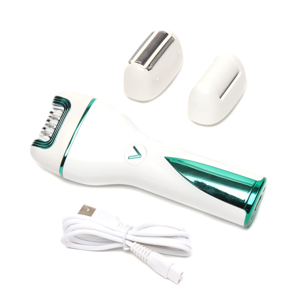 Depilador Elétrico Profesional VGR V-728 Recarregável - Branco / Verde