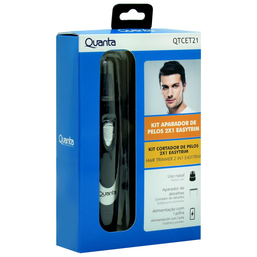 Depilador Nasal Quanta QTCET21 - Preto (Kit 2 em 1)