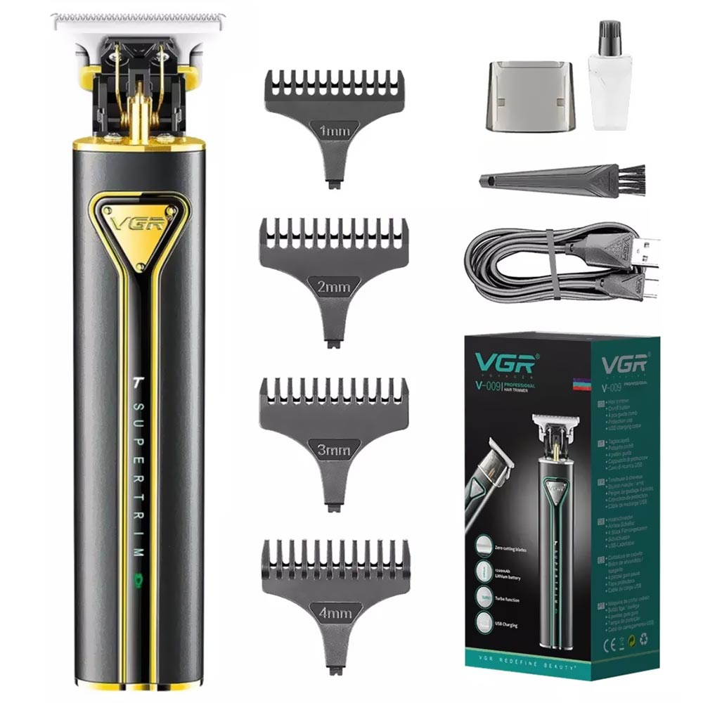 Maquina de Cortar Cabelo Profecional VGR V-009 Recarregavel - Preto / Dourado