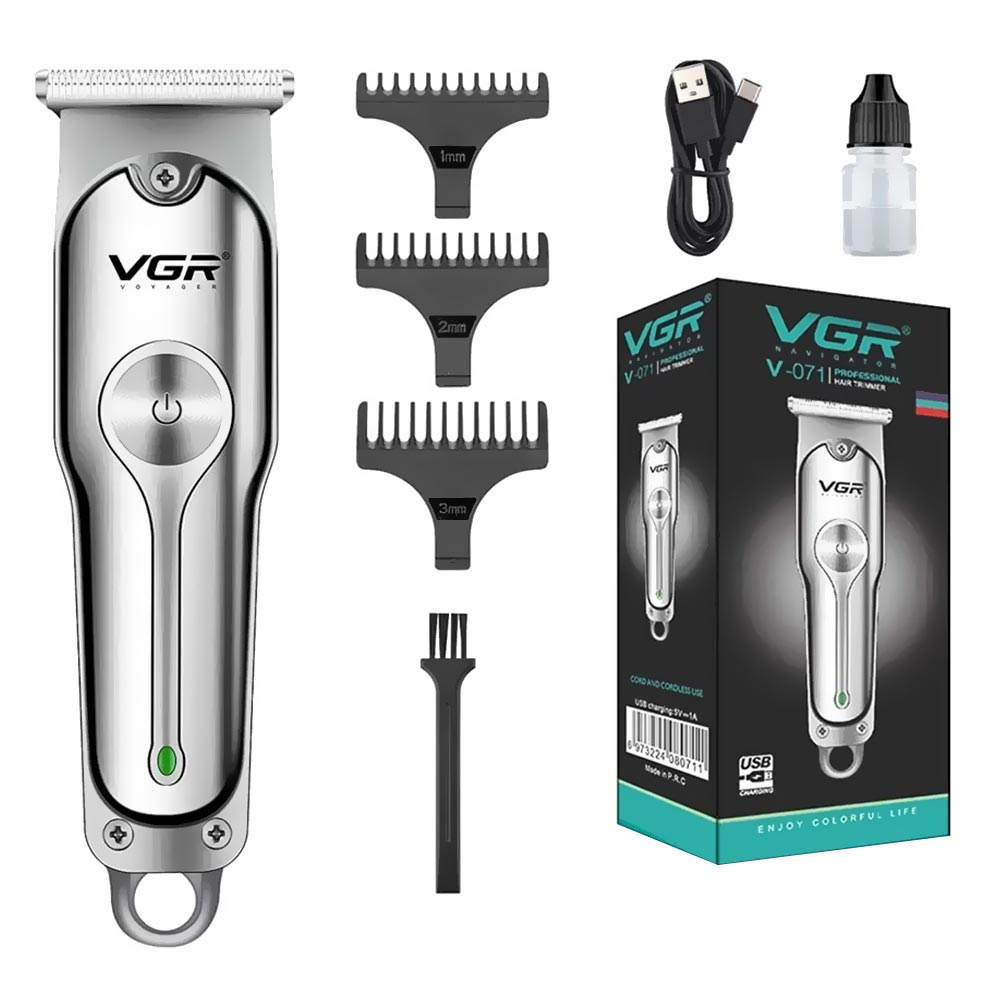 Maquina de Cortar Cabelo Profecional VGR V-071 Recarregavel - Prata