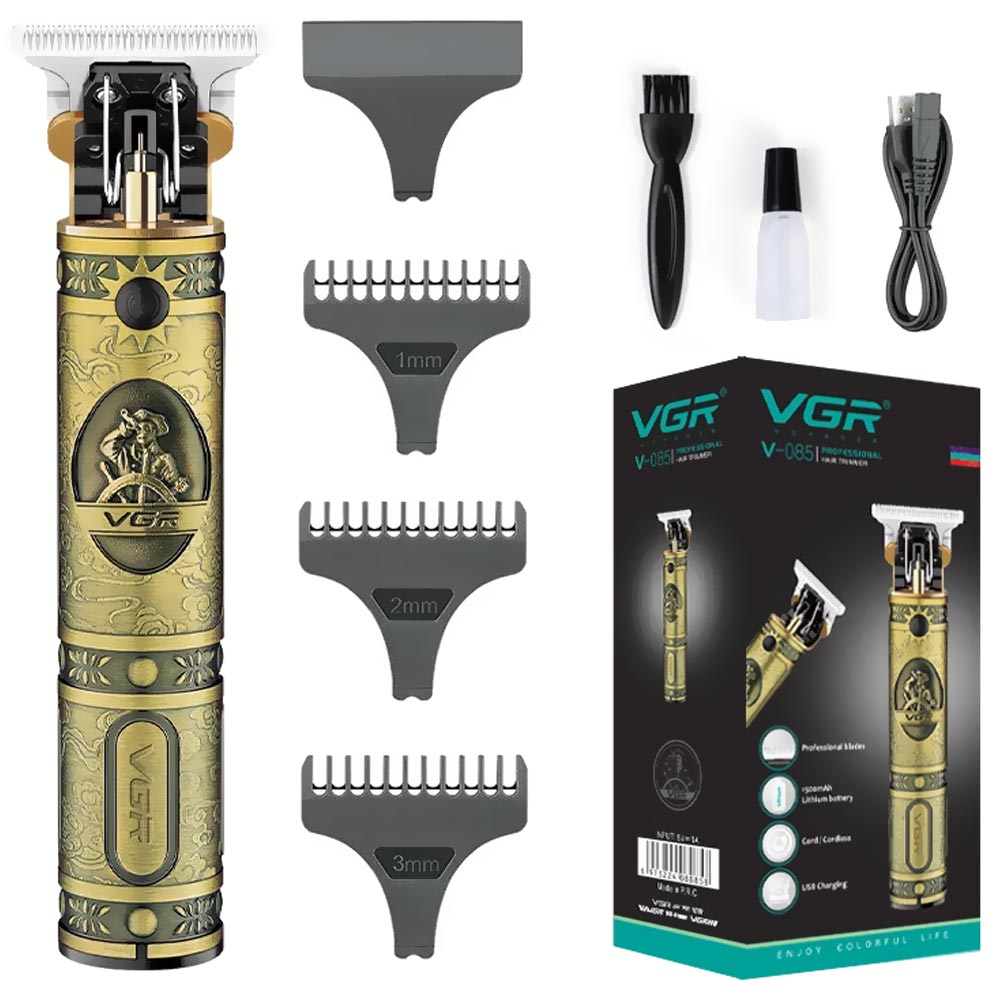 Maquina de Cortar Cabelo Profecional VGR V-085 Recarregavel - Dourado