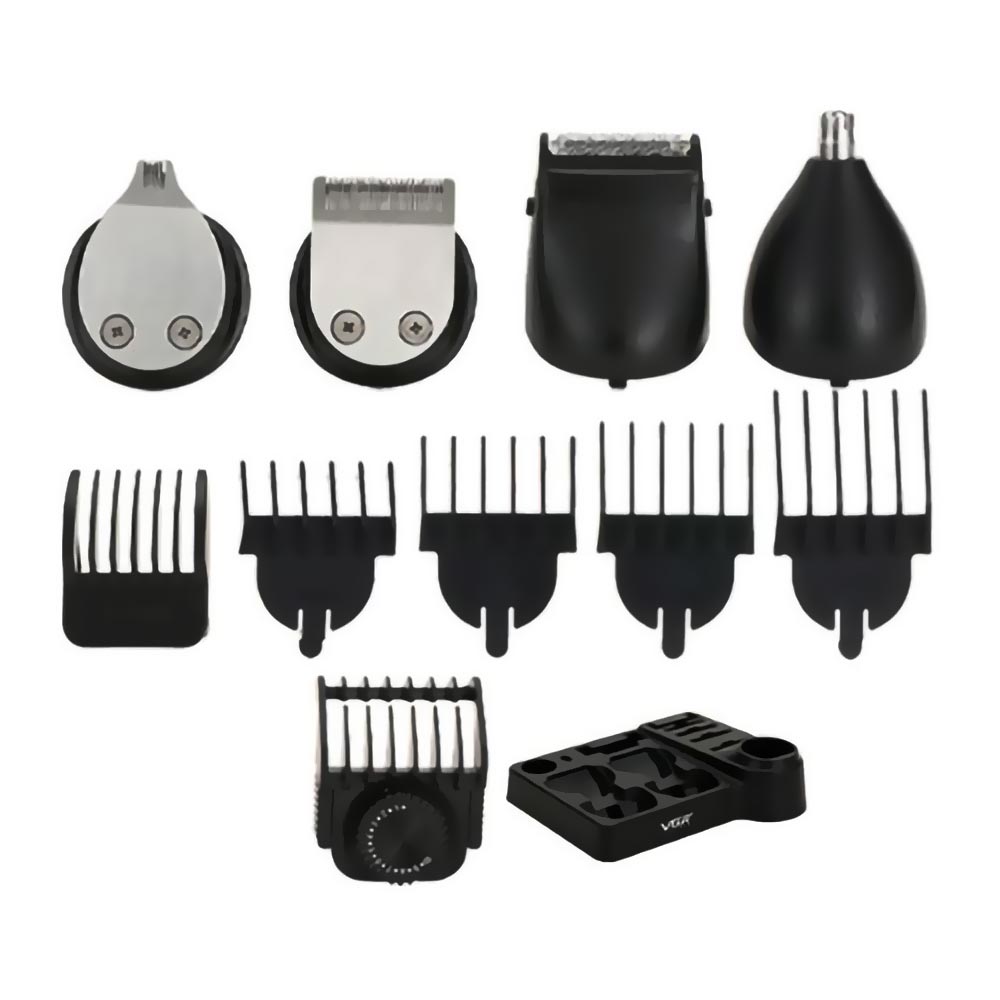 Maquina de Cortar Cabelo Profecional VGR V-107 Recarregavel - Preto / Cinza (Kit)