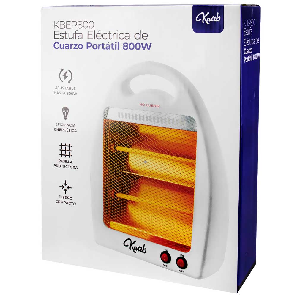 Aquecedor Portátil KRAB Cuarzo KBEP800 800W / 220V - Branco
