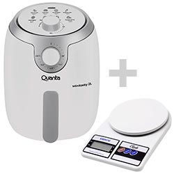 Fritadeira Elétrica Air Fryer Quanta QTAF230 2L / 220V - Branco + Balança Krab KBDC10