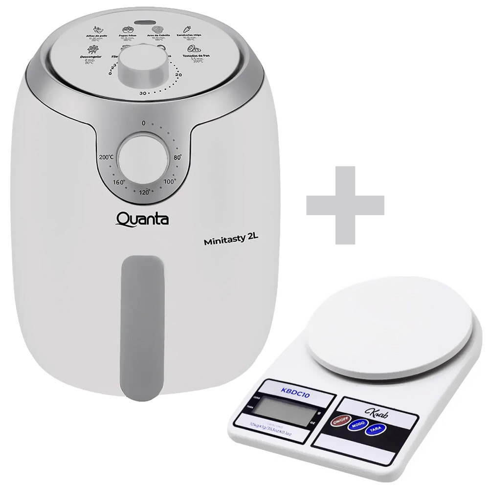 Fritadeira Elétrica Air Fryer Quanta QTAF230 2L / 220V - Branco + Balança Krab KBDC10