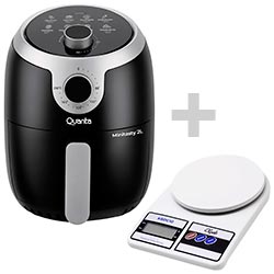 Fritadeira Elétrica Air Fryer Quanta QTAF230 2L / 220V - Preto + Balança Krab KBDC10