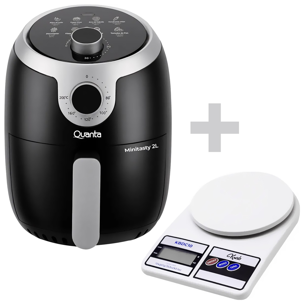 Fritadeira Elétrica Air Fryer Quanta QTAF230 2L / 220V - Preto + Balança Krab KBDC10