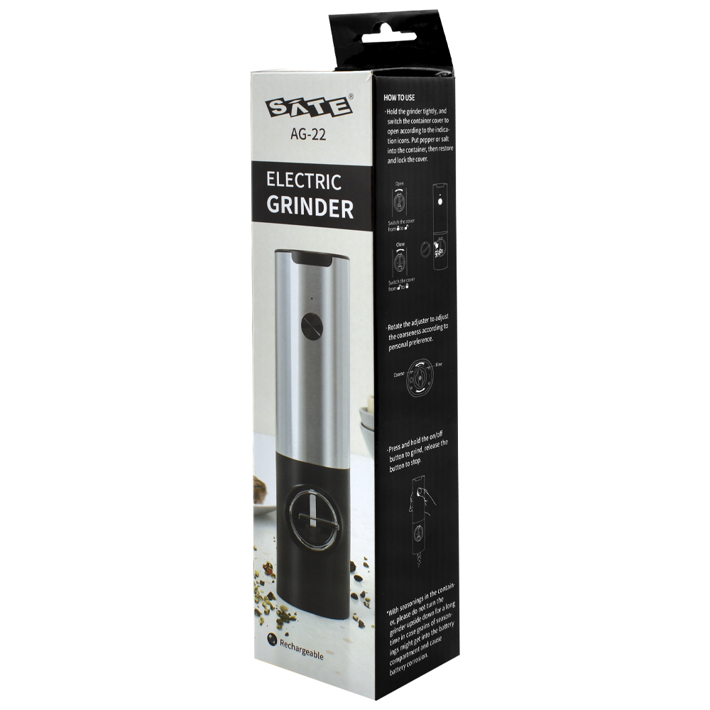 Moedor Elétrico de Sal Satellite AG-22 - Preto / Cinza