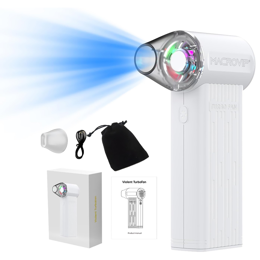 Soprador Turbo Macrovip Violent XU7 Wireless / 130000 RPM - Branco