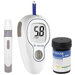 Medidor de Glicose Dr House G-425-3 Kit 25AG/25TI - Branco