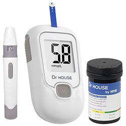 Medidor de Glicose Dr House G-425 Kit 25AG/25TI - Branco