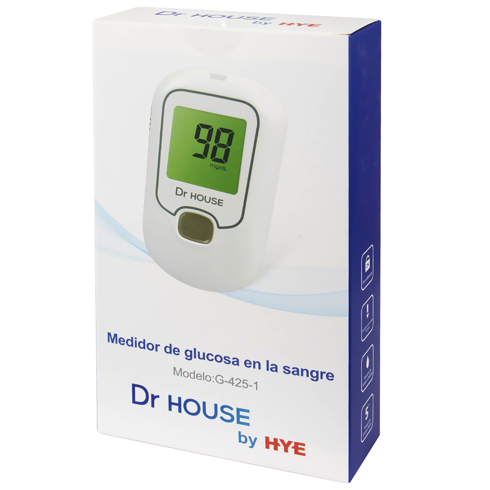 Medidor de Glicose Dr House G-425 Kit 25AG/25TI - Branco