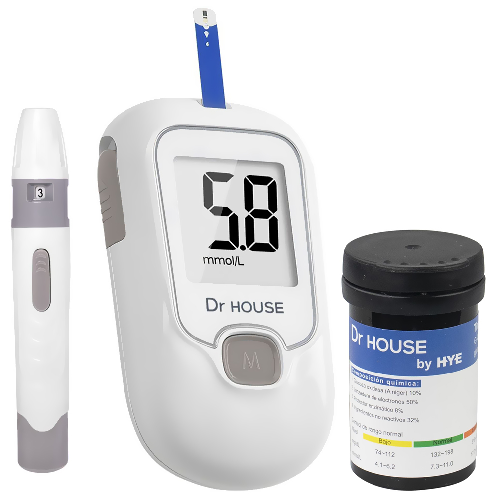 Medidor de Glicose Dr House G-425 Kit 25AG/25TI - Branco