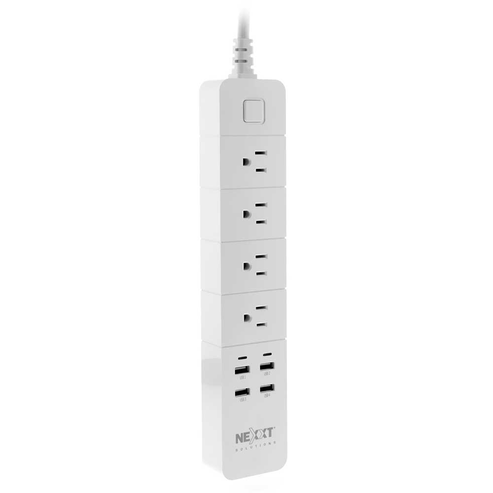 Filtro de Linha Nexxt NHP-E610 Smart 4 Tomadas / 4 USB / Wifi / Alexa / Google - Branco 