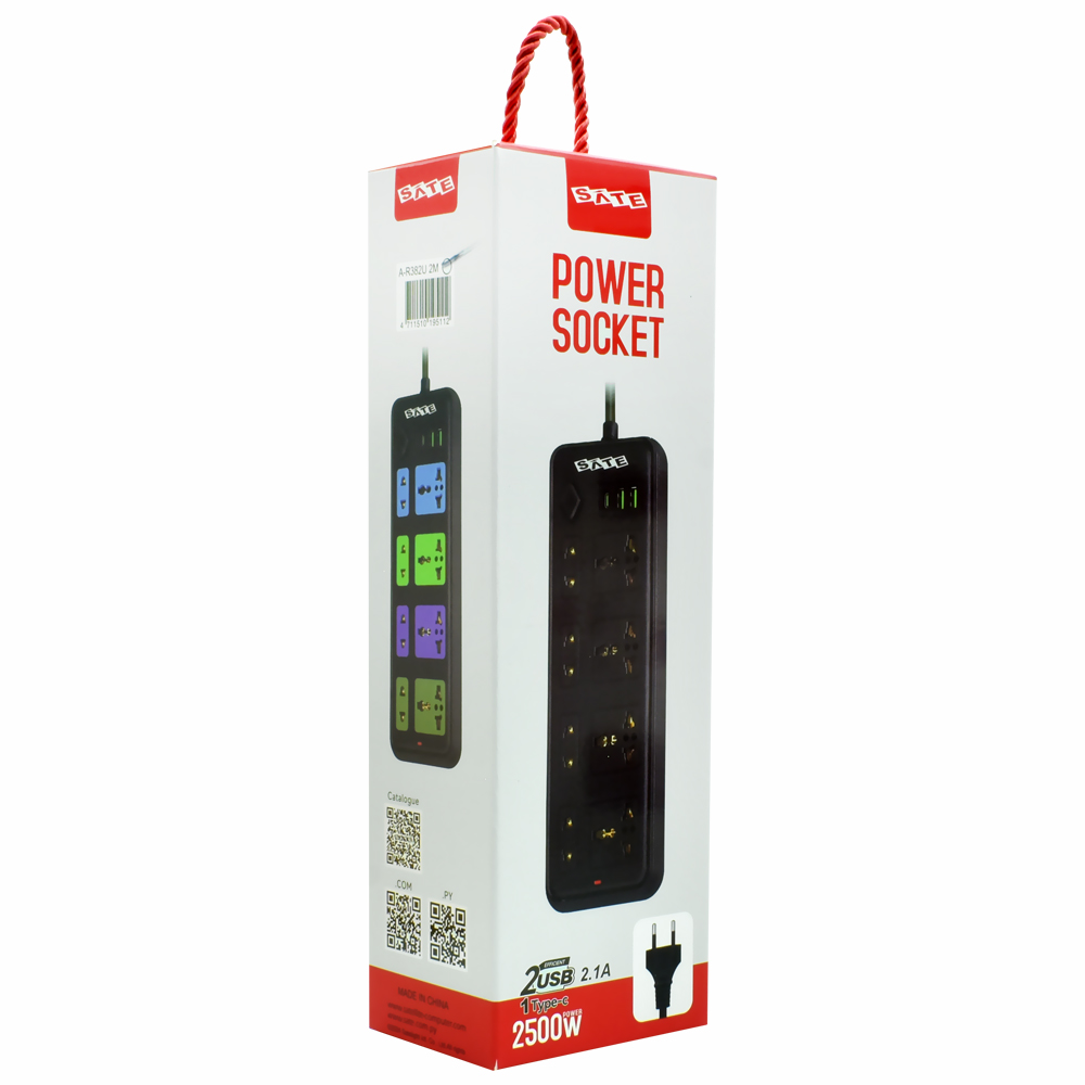 Filtro de Linha Satellite A-R282U 8 Tomadas / 2 USB / USB-C / 2M