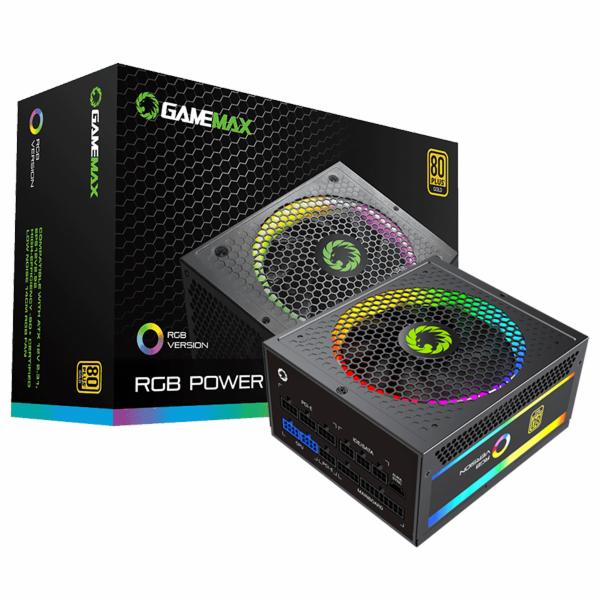 FONTE ATX 1050W GAMEMAX RGB-1050 PRO 80 PLUS GOLD RGB MODULAR PRETO
