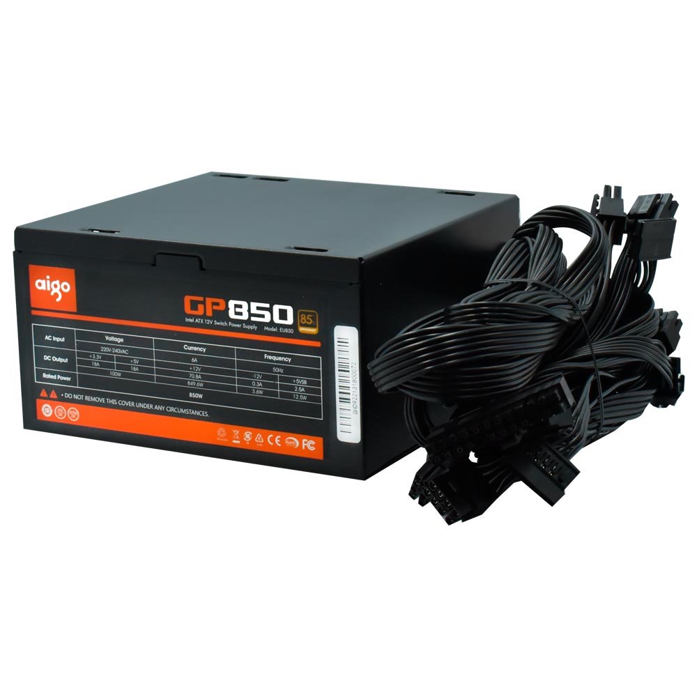 Fonte de Alimentação Aigo GP850 850W ATX / Não Modular / 80 Plus Bronze