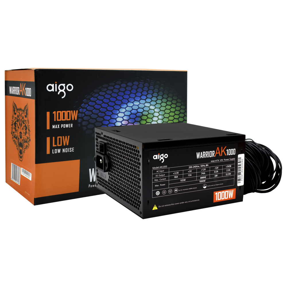 Fonte de Alimentação Aigo Warrior AK1000 1000W ATX / Não Modular