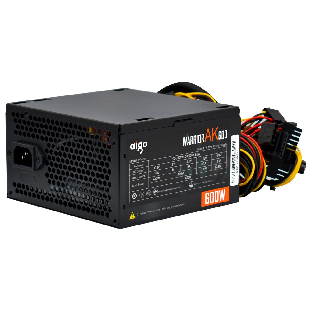 Fonte de Alimentação Aigo Warrior AK600 600W ATX / Não Modular / RGB