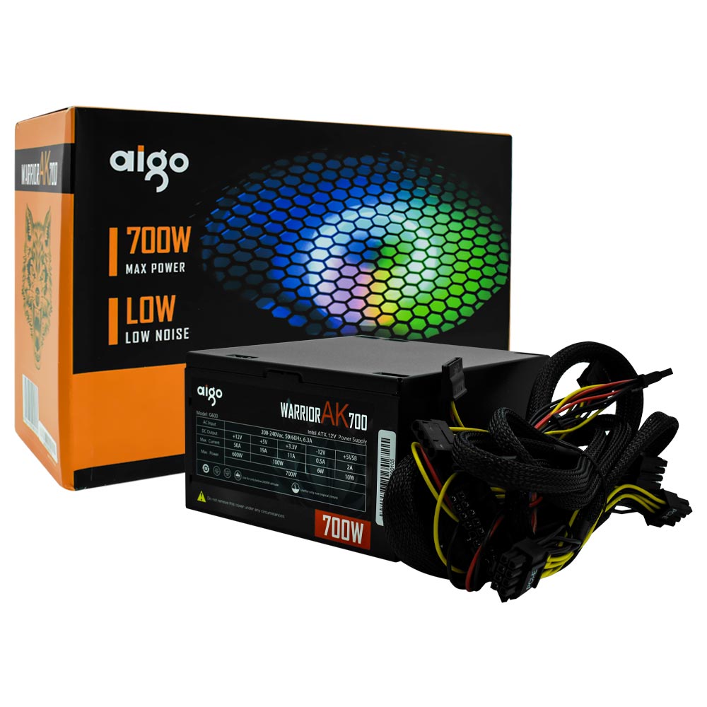 Fonte de Alimentação Aigo Warrior AK700 700W ATX / Não Modular / RGB