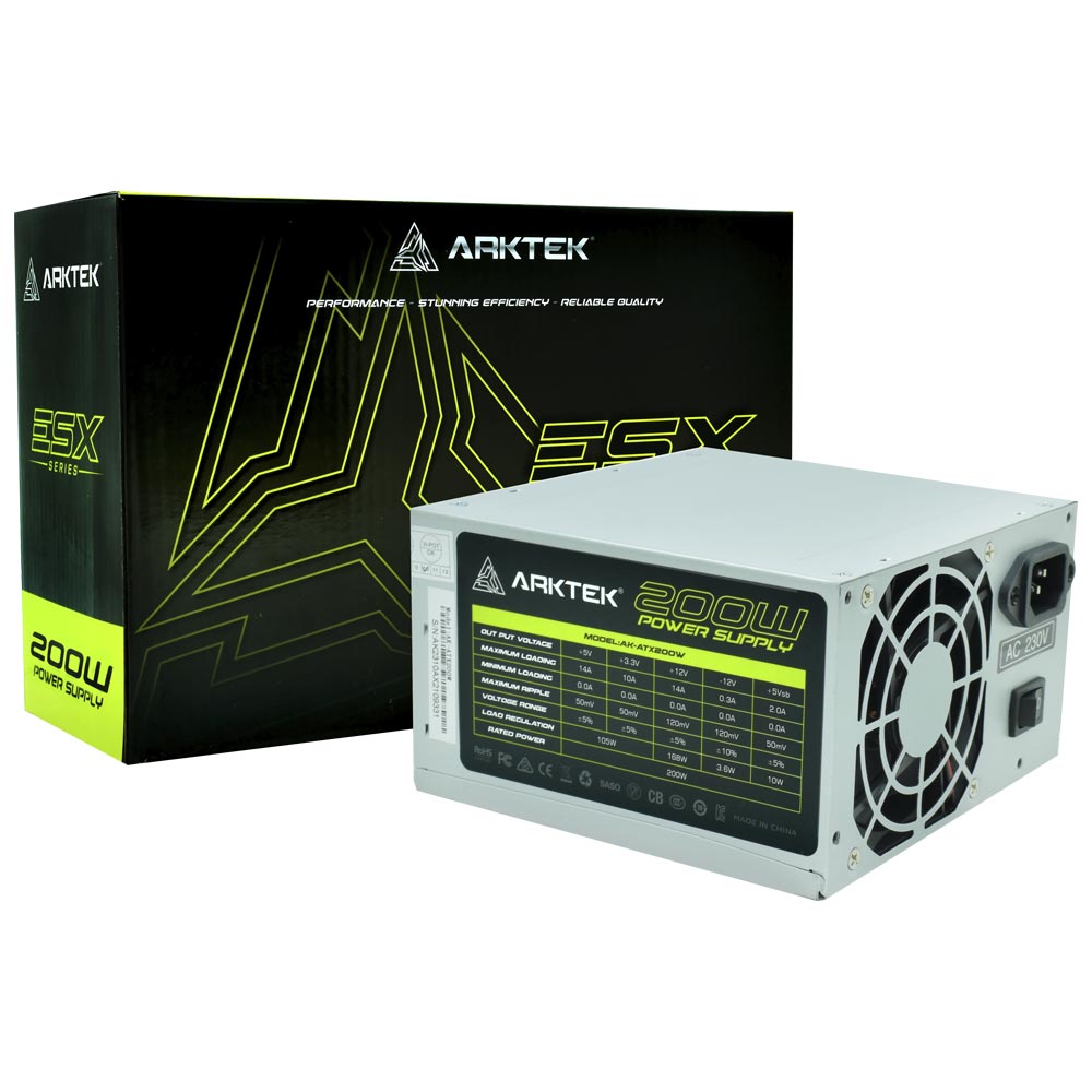 Fonte de Alimentação Arktek Esx Series AK-ATX200W 200W ATX / Não Modular