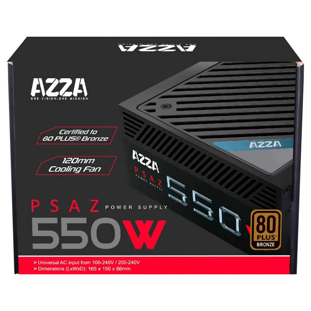 Fonte de Alimentação AZZA PSAZ-550W ATX / Não Modular / 80 Plus Bronze