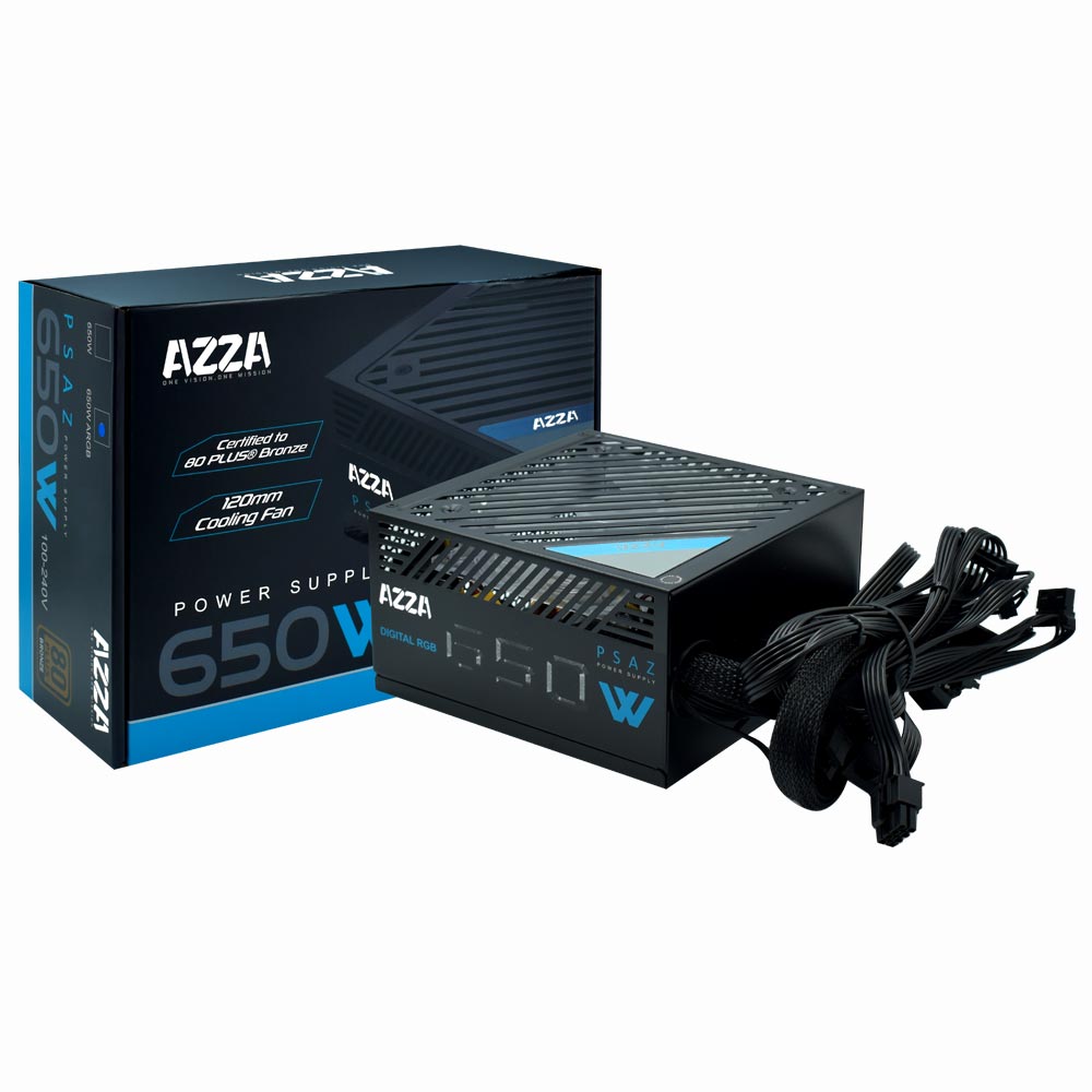 Fonte de Alimentação AZZA PSAZ 650W ATX / Não Modular / 80 Plus Bronze / RGB