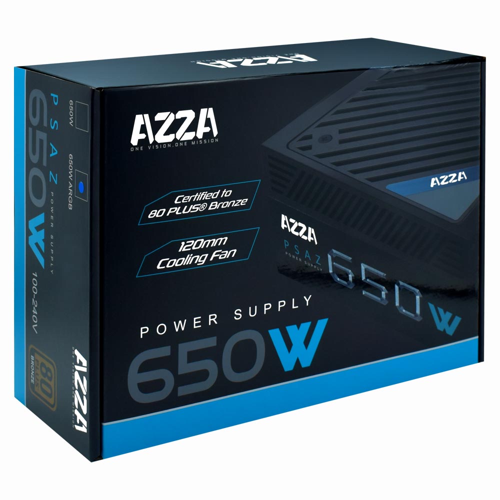 Fonte de Alimentação AZZA PSAZ 650W ATX / Não Modular / 80 Plus Bronze / RGB