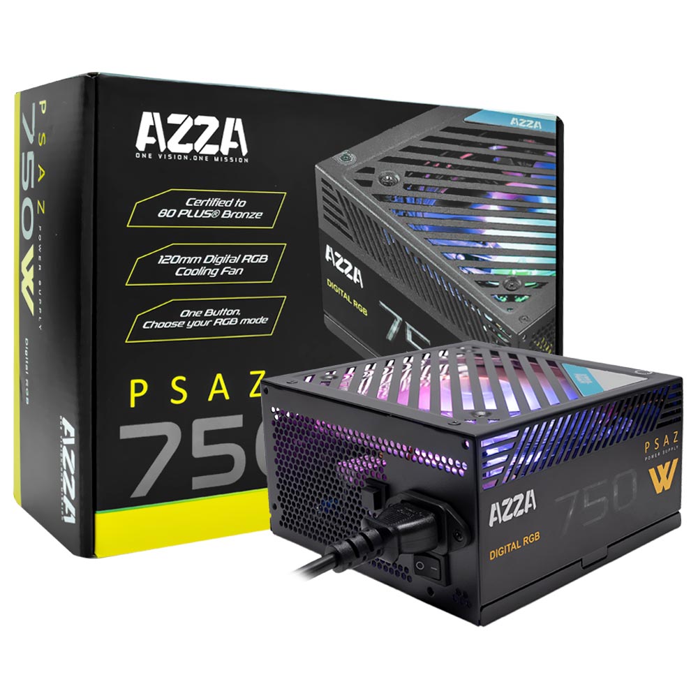 Fonte de Alimentação AZZA PSAZ 750W ATX / Não Modular / 80 Plus Bronze / RGB 