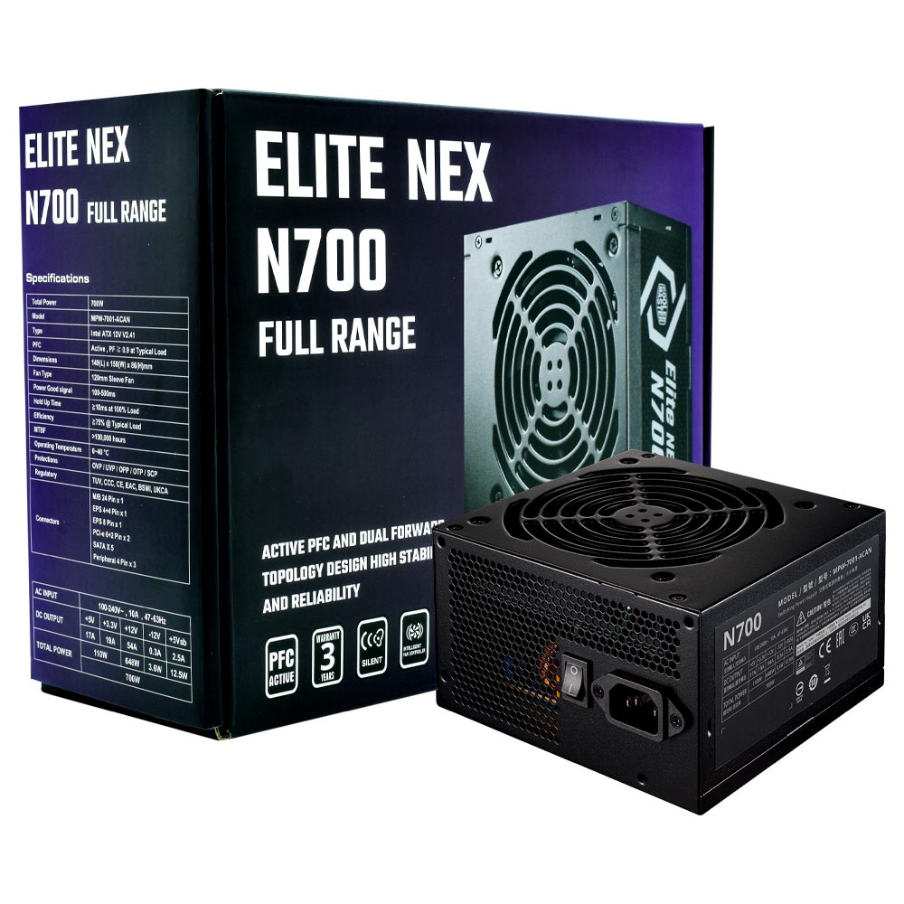 Fonte de Alimentação Cooler Master Elite Nex N700 700W ATX / Não Modular - MPW-7001-ACAN-BUS