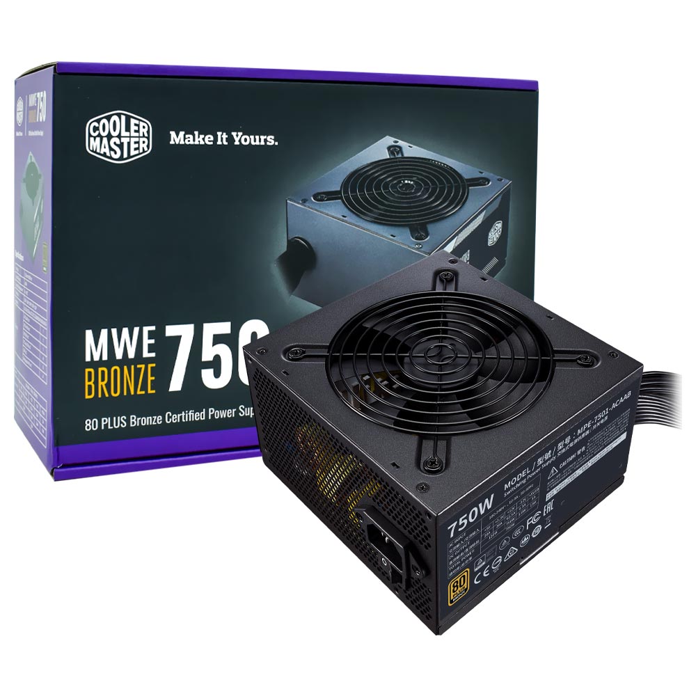 Fonte de Alimentação Cooler Master MWE 750W ATX / Não Modular / 80 Plus Bronze - MPE-7501-ACAAB-US