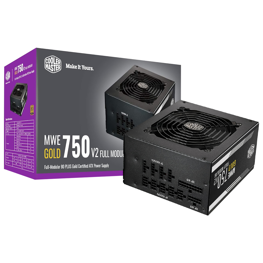 Fonte de Alimentação Cooler Master MWE Gold V2 750W ATX / Modular / 80 Plus Gold - MPE-7501-AFAAG-U2