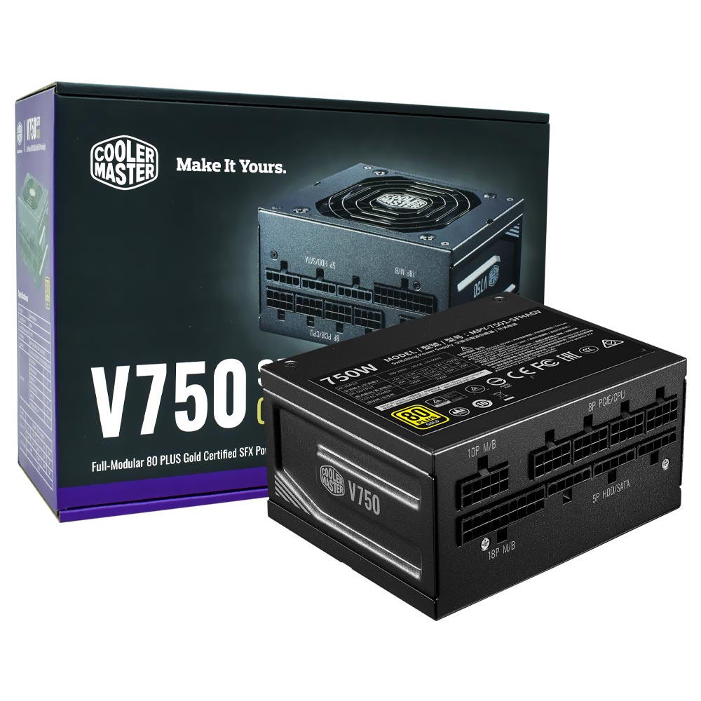 Fonte de Alimentação Cooler Master V750 SFX Gold 750W SFX / Modular / 80 Plus Gold - MPY-7501-SFHAGV-US