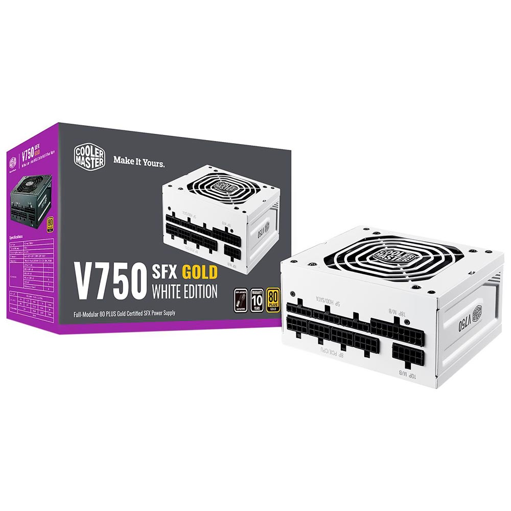 Fonte de Alimentação Cooler Master V750 SFX Gold White Edition 750W SFX / Modular / 80 Plus Gold - MPY-7501-SFHAGV-WU